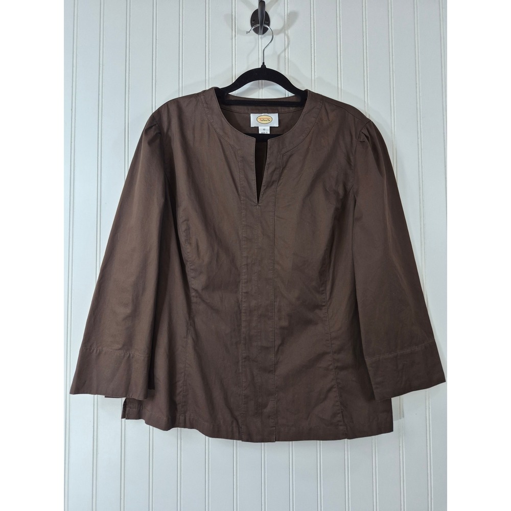 Talbots Brown Round Neck Long Sleeve Blouse